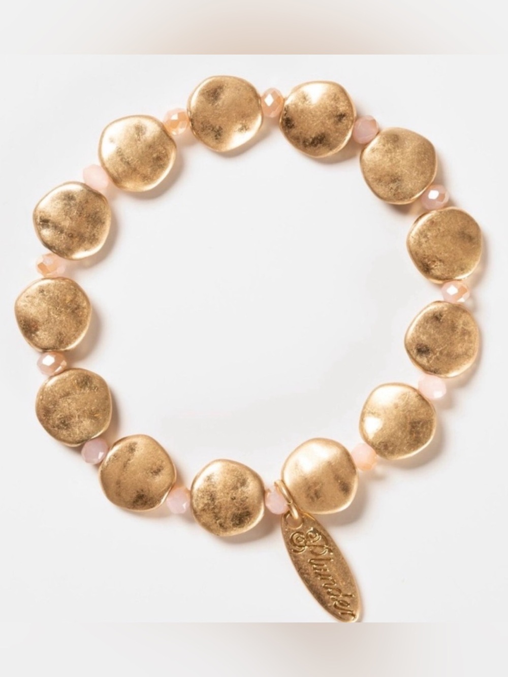 Plunder Design Fashion Jewelry Kallie Nicole Pink Gold Beaded Stretch Bracelet